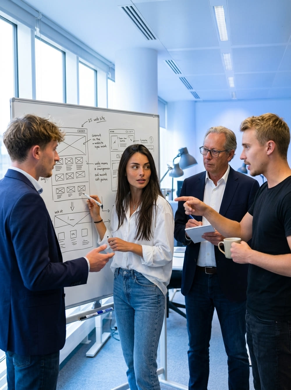 L'équipe Webfluence au travail sur les maquettes d'un site
