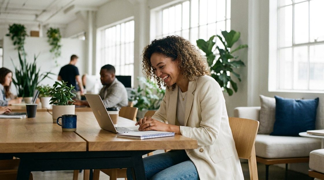 Une cliente satisfaite consulte ses résultats